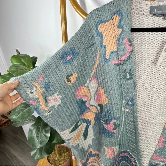 NWT Anthropologie Pink and Blue Braided Sweater sz OS - Picture 4 of 6